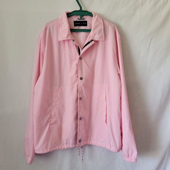 Edgar + Ash Jacket Windbreaker Snap closure Pink drawstring waist Women's XL EUC - Picture 1 of 10